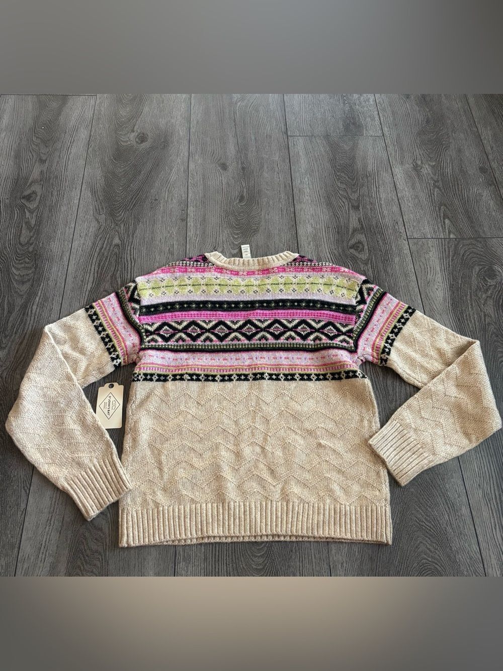 St. John bay Women’s Cream Fair Isle Crewneck Sweater - Picture 4 of 4